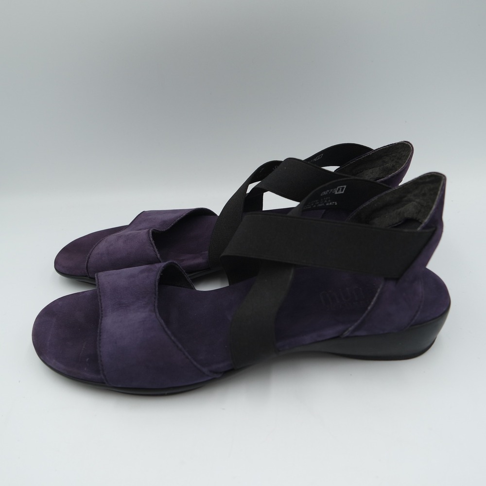 Munro American Lacy Purple Suede Elastic Wedge Sandals Womens Size 7 Made in USA